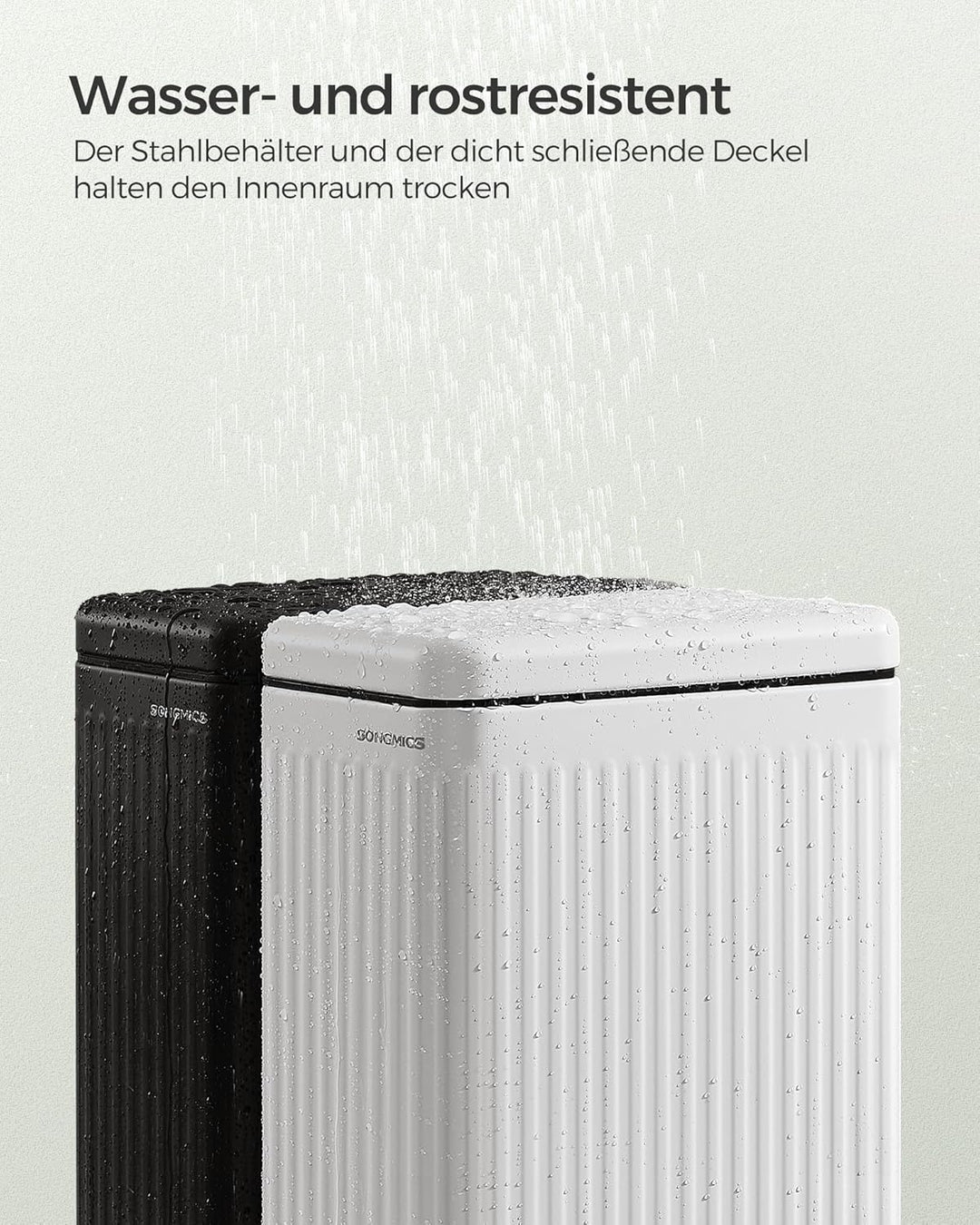 SONGMICS Kosmetikeimer, 10 Liter, Mülleimer Bad, mit Deckel, Tretmülleimer, Abfalleimer klein, schma