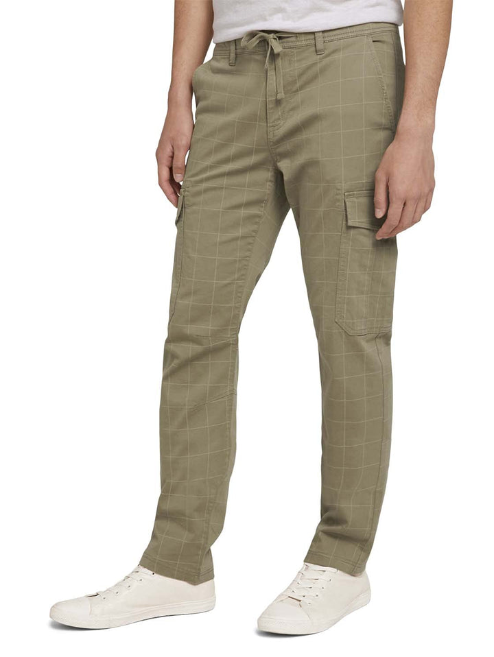 TOM TAILOR Denim Herren Cargo Hose S 27705 - Khaki Soft Check Print, S 27705 - Khaki Soft Check Prin