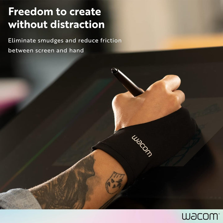 Wacom Zeichenhandschuh, Zwei-Finger-Künstler-Handschuh für Zeichnungstablet-Stift-Display, 90% recyc