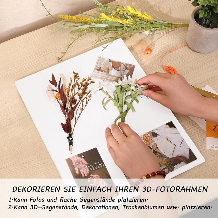 Muzilife 3D Bilderrahmen zum Befüllen mit Echter Glasscheibe, 24x30x2,5cm Tiefer MDF Rahmen, Objektr