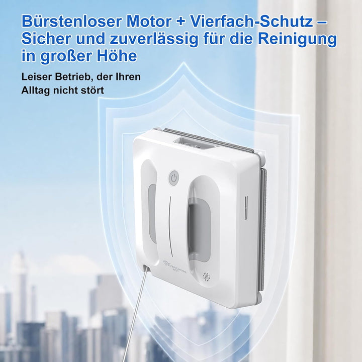 Fensterputzroboter mit 4-Fach Sprühsystem, Automatische Fensterreinigung für rahmenlose &amp; gerahmte F