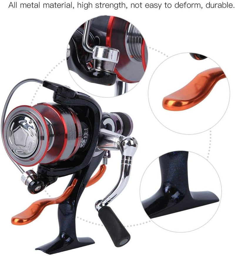 Spinning Angelrolle, Sea Fishing Reel mit Metallspule und 6 Lagern für das Bootfischen mit Bremsentl