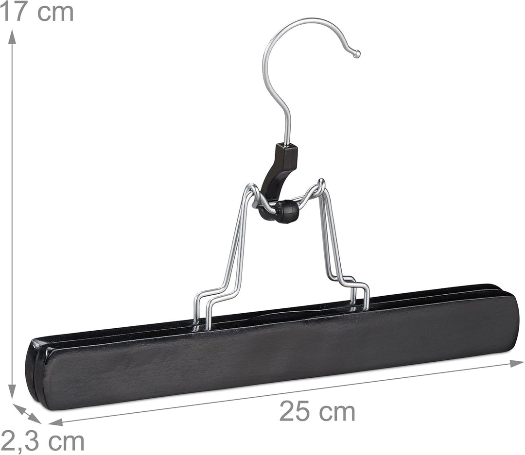 Relaxdays Hosenspanner Holz, 12 Stück, 360° drehbarer Haken, Filzschutz, HBT 17 x 25 x 2,3cm, Kleide