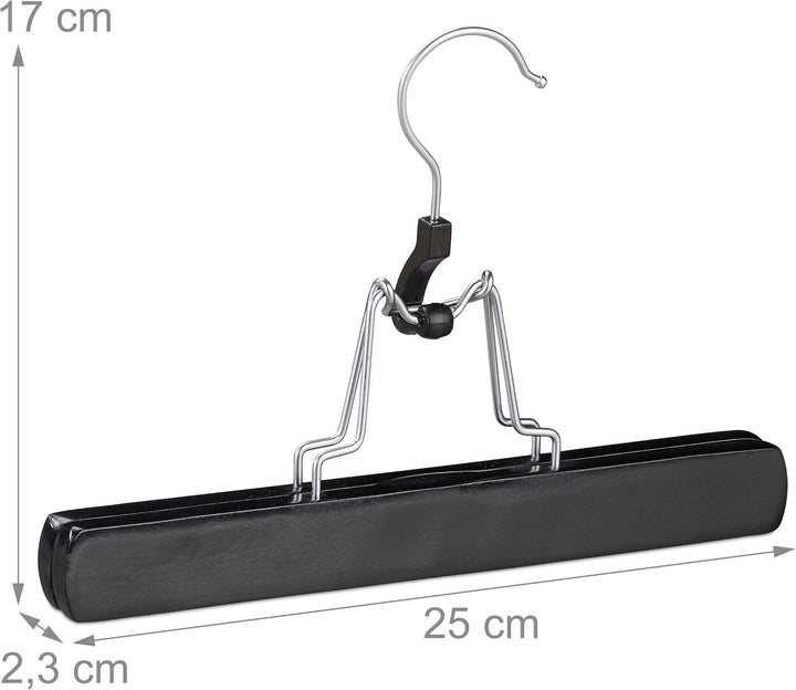 Relaxdays Hosenspanner Holz, 12 Stück, 360° drehbarer Haken, Filzschutz, HBT 17 x 25 x 2,3cm, Kleide
