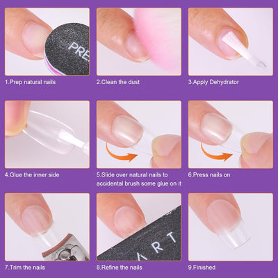 Makartt Nail Glue Set mit Nagelkleber Entferner und Dehydrator - Professionell für Nagelspitzen Fäls