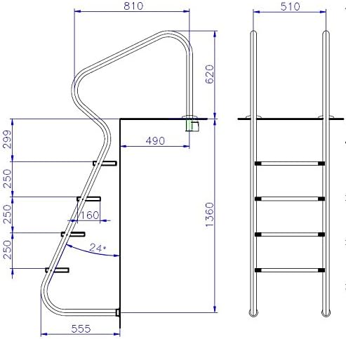 Ideal Eichenwald Schwimmbadtreppe Pooltreppe Edelstahltreppe Treppe 4-St Schwimmbadleiter Leiter