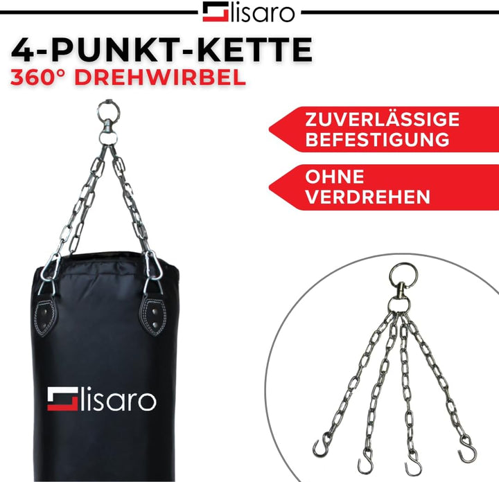 Lisaro Profi Boxsack 120/150 cm gefüllt/ungefüllt | Sandsack in Studioqualität für Boxen, Kickboxen