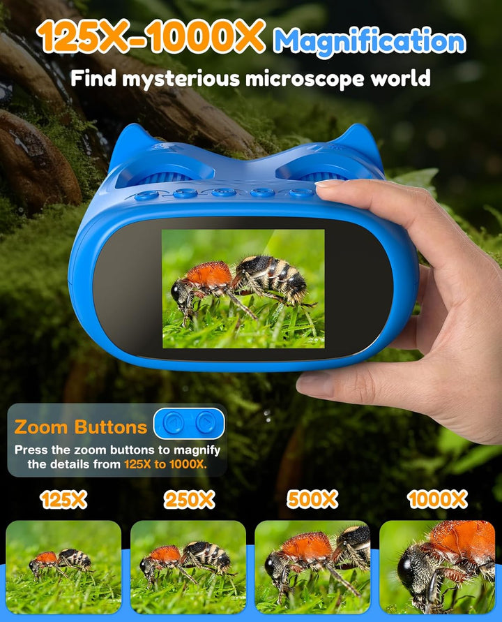 1000X Tragbares Digital Mikroskop für Kinder: 2-in-1 Mikroskop & Teleskop mit 4K 2,0" IPS Display, T
