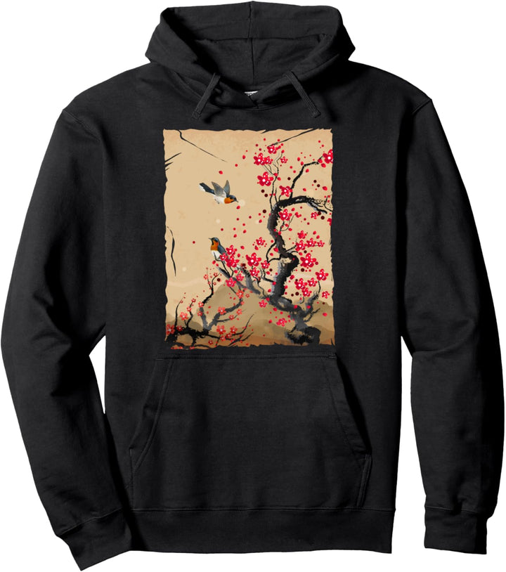 Japanische Kunst Woodblock Vintage Cheery Blossom Pullover Hoodie