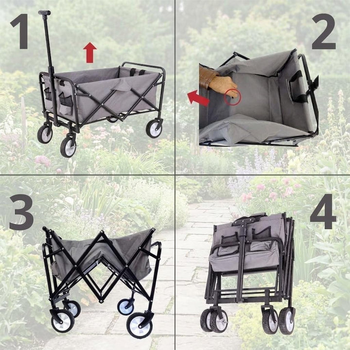Gardenio Bollerwagen faltbar mit Bremsen, Handwagen 80 kg/60l, Bollerwagen klein & leicht mit Tasche