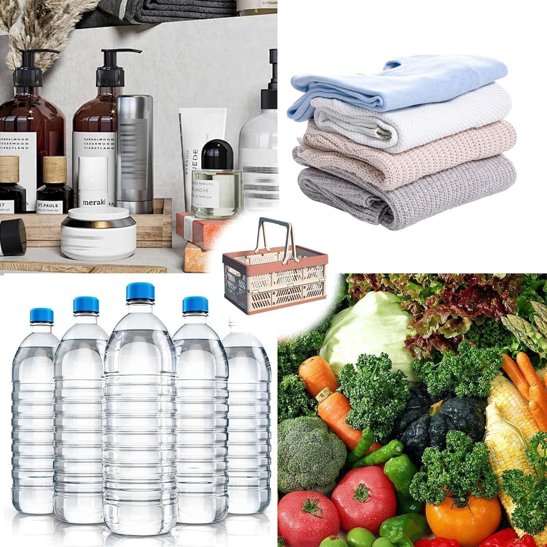 2 Stück Korb,Faltbarer klappbox klein,Camping Klappbox Plastik mit Henkel,Einkaufskorb Faltbar,Einka