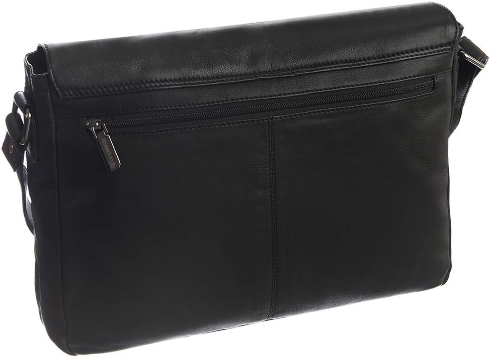 Greenland Nature Black Nappa Messenger Leder 38 cm