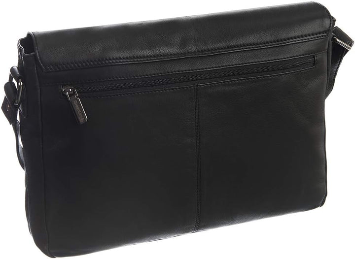 Greenland Nature Black Nappa Messenger Leder 38 cm