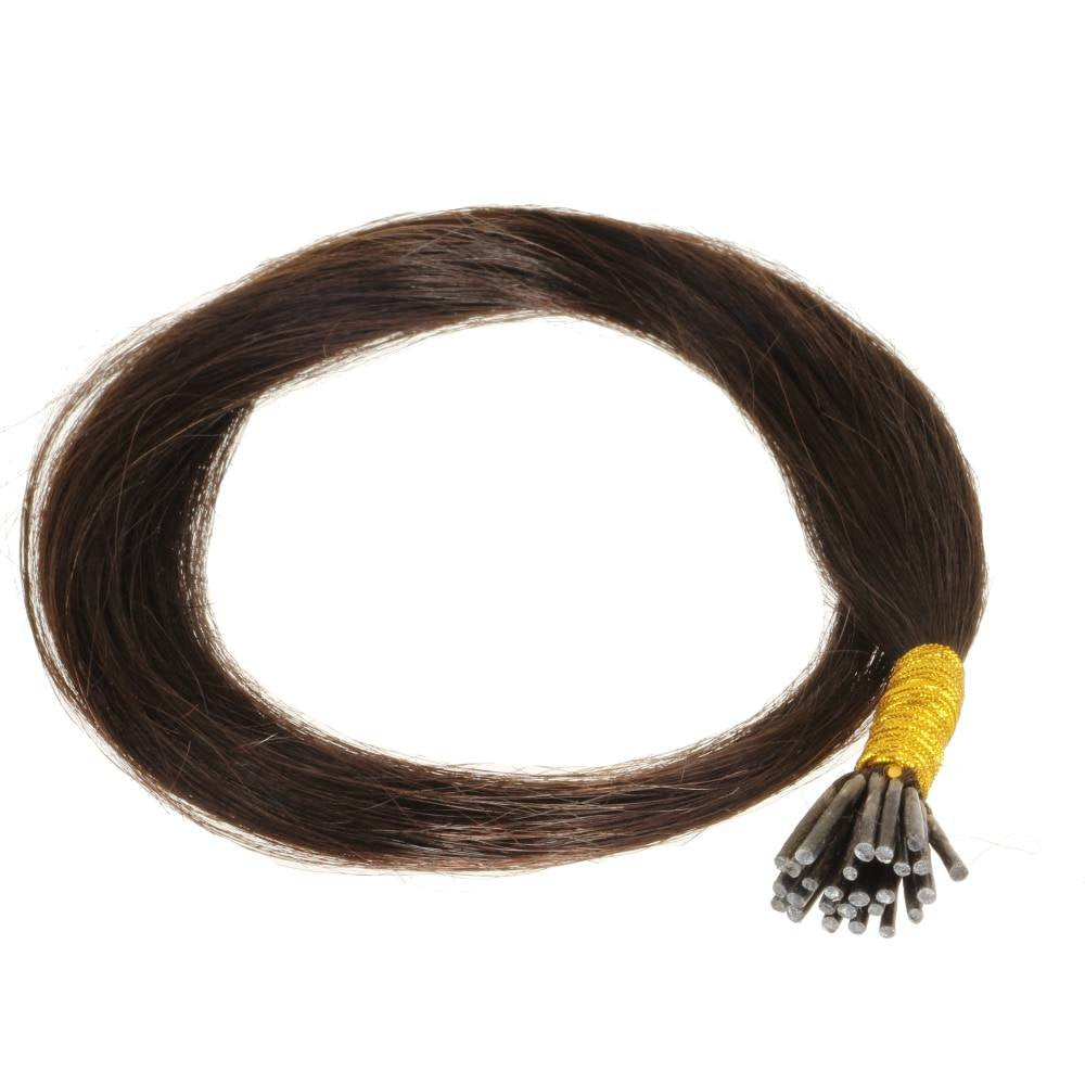 hair2heart 200 x Microring I-Tip Extensions aus Echthaar, 40cm, 0,5g Strähnen, glatt - Farbe 1b natu