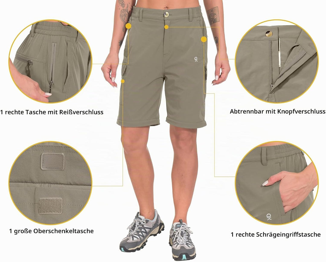 Little Donkey Andy Wanderhose Damen Zip Off Stretch Cabrio Softshellhose Schnell Trocknende mit Reis