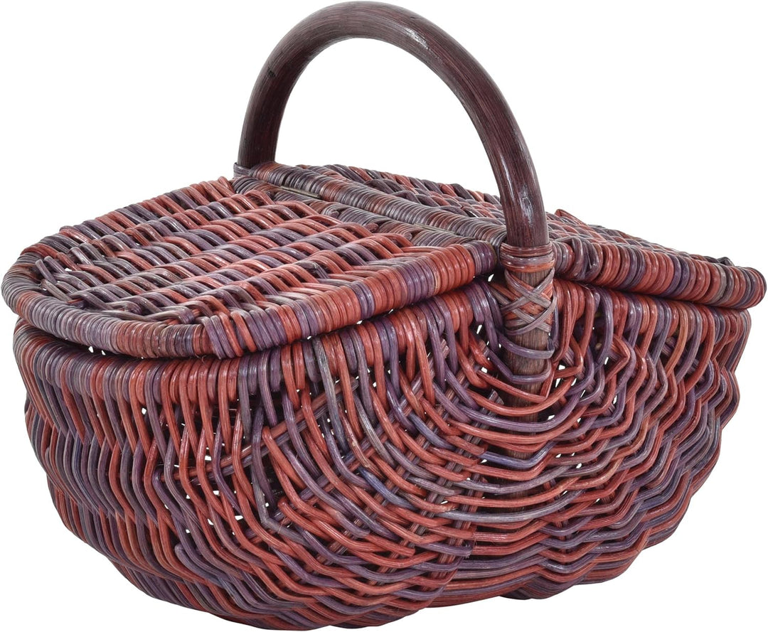 Einkaufskorb/Bügelkorb/Shopper aus echtem Rattan, Henkel- Trage-Korb leicht und stabil (6 - Deckel R