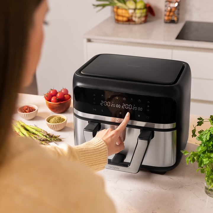 Cecotec Heissluftfritteuse ohne Öl - 9L teilbar in 2 - Air Fryer Cecofry Dual 9000. 2850W, diätetisc