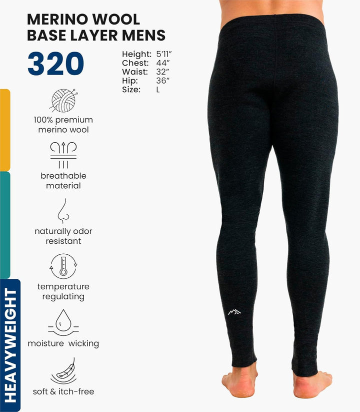 Merino Unterwäsche Herren - Lange Unterhosen Herren Merino Thermounterwäsche + Wollsocken 320 Charco