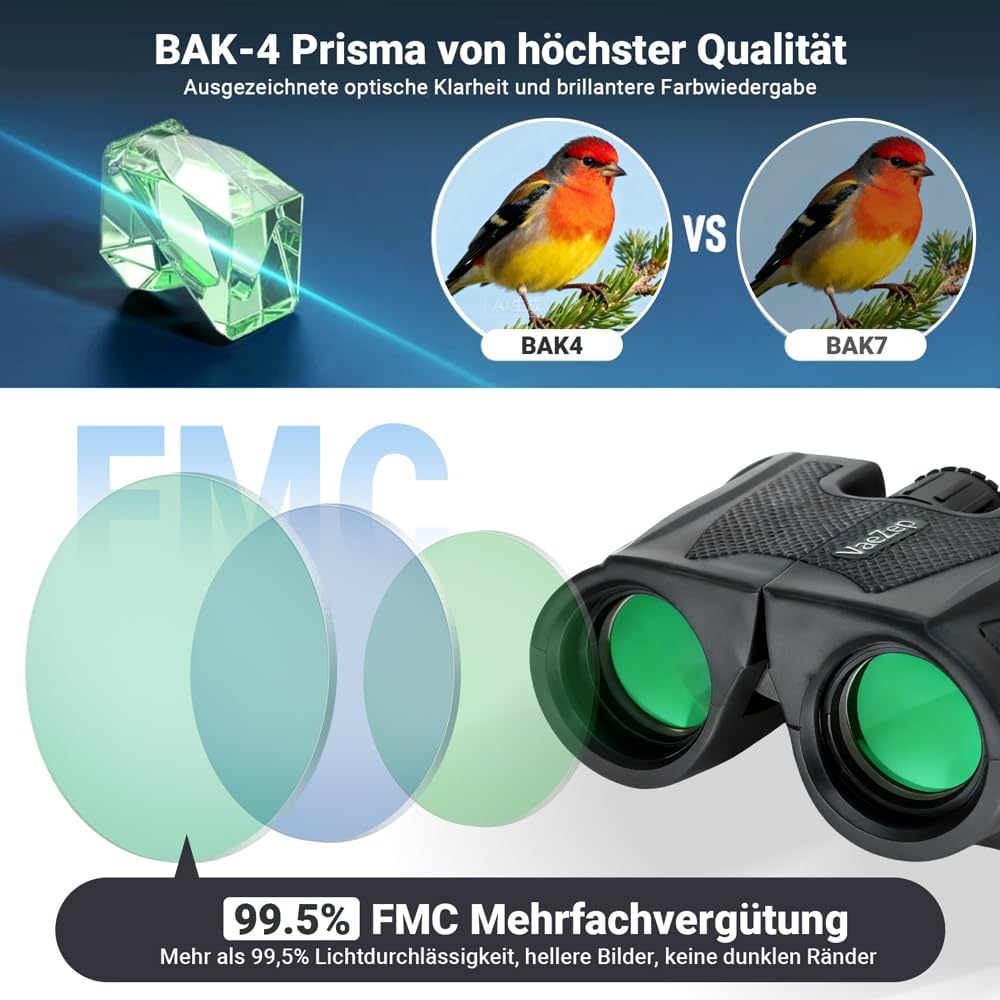 Premium 12x25 Fernglas – Kompakt, wasserdicht & Mehrfachbeschichtete Optik für Erwachsene & Kinder |