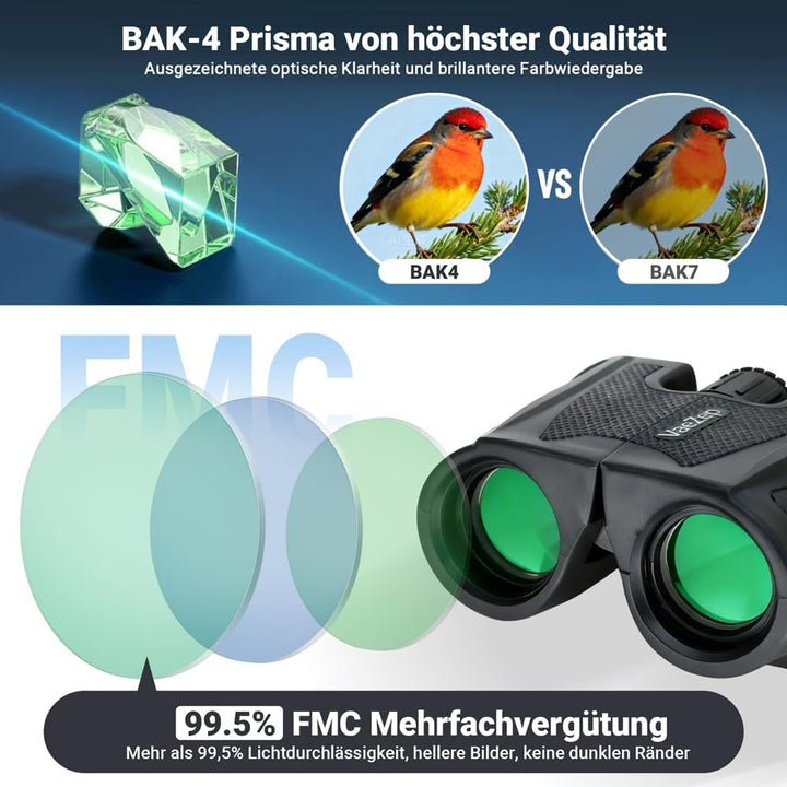 Premium 12x25 Fernglas – Kompakt, wasserdicht & Mehrfachbeschichtete Optik für Erwachsene & Kinder |
