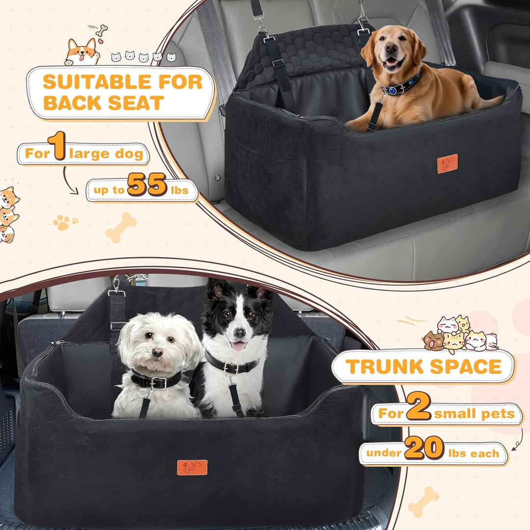 Hunde Autositz für Mittlere/Grosse, 78x55x53CM Abnehmbarer und Waschbarer Sitzerhöher Hundebett Auto