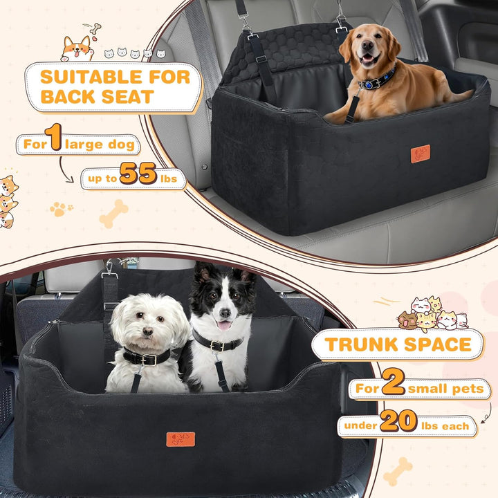 Hunde Autositz für Mittlere/Grosse, 78x55x53CM Abnehmbarer und Waschbarer Sitzerhöher Hundebett Auto