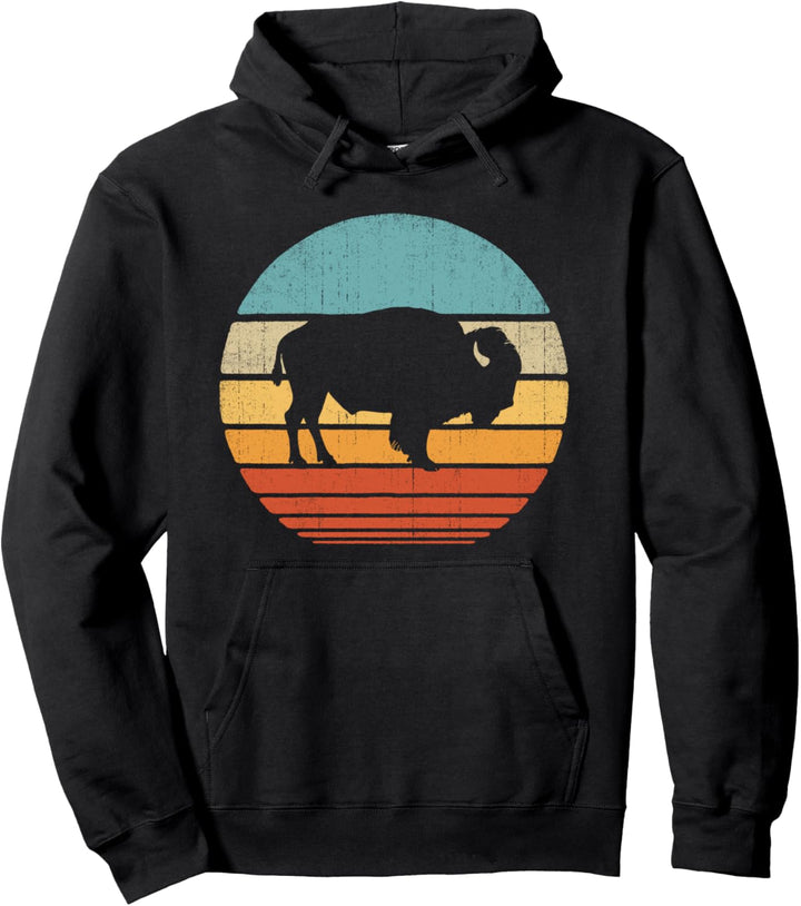 Bison Retro Vintage Style 60s 70s Men Women Gifts Buffalo Pullover Hoodie