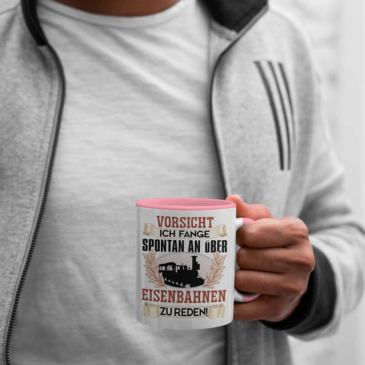 Trendation - Eisenbahner Tasse Geschenk für Modelleisenbahn-Fans Geschenkidee Ich Fange Spotan An Üb