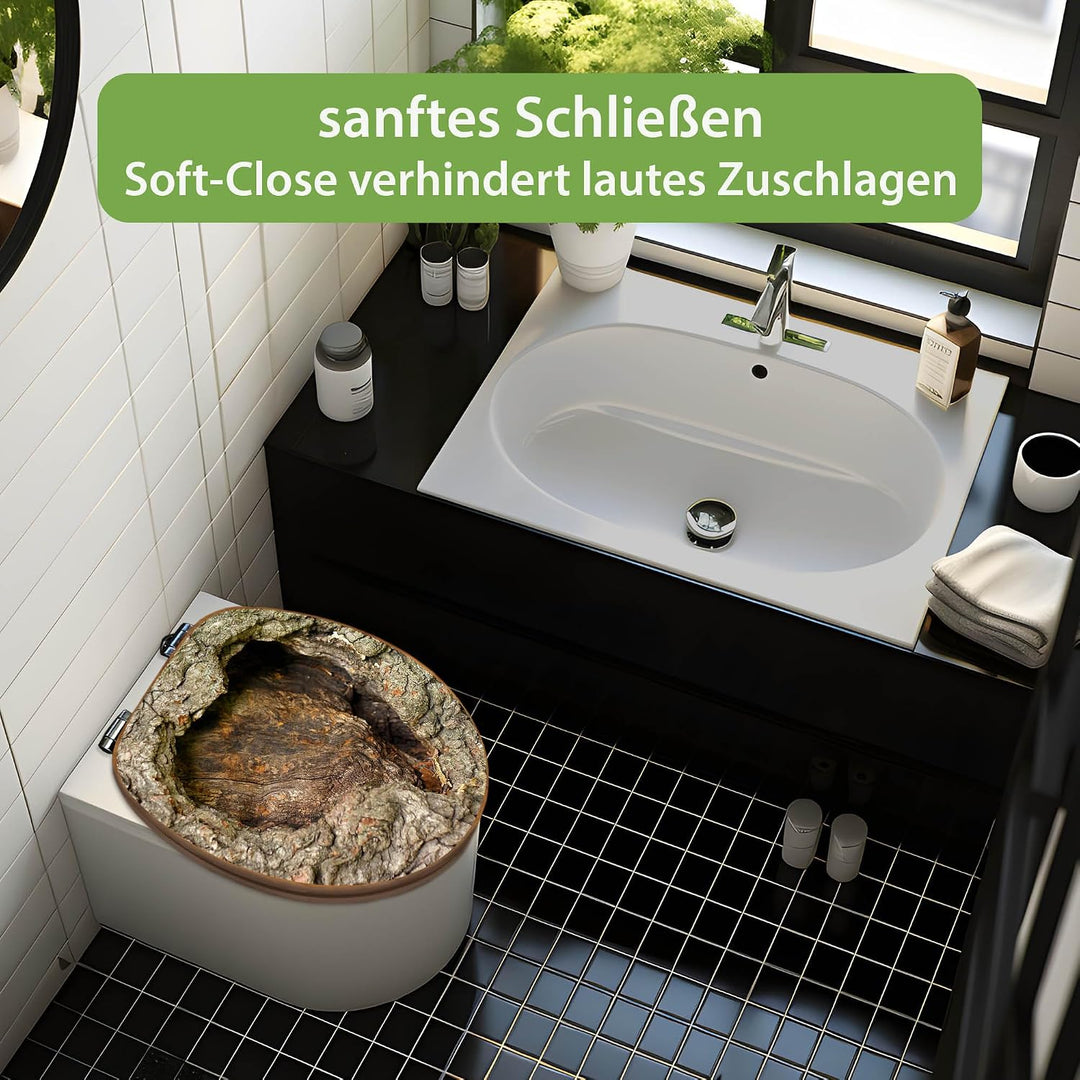banjado Design WC Sitz Bambus Absenkautomatik 45,8x37,5cm - Toilettendeckel mit Absenkautomatik Holz