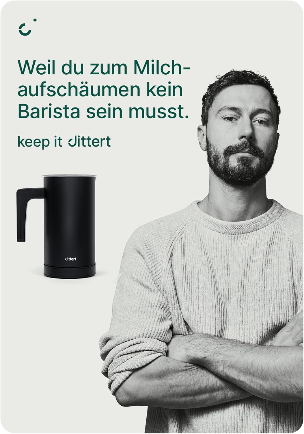 Milchaufschäumer elektrisch – 4-in-1: Warmer & Kalter Milchschaum, Aufwärmen, 360°-Basis, 500W, Edel