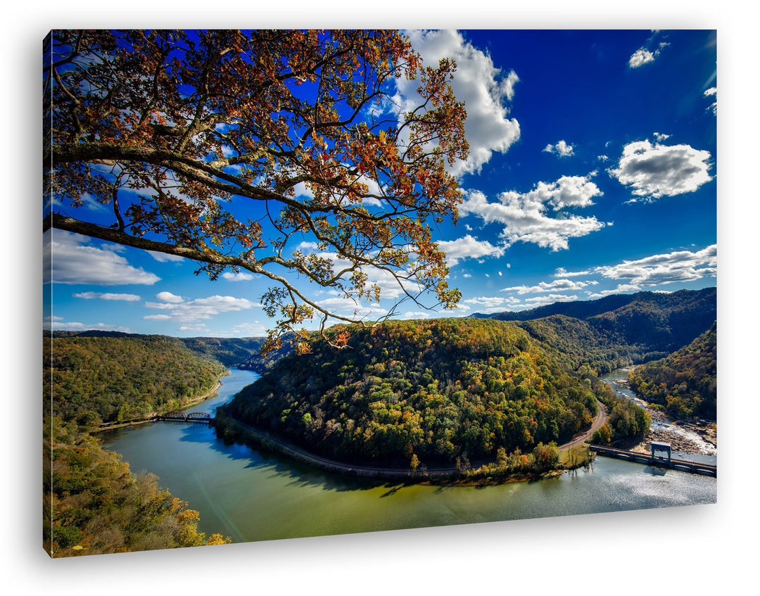 deyoli atemberaubender Flusslauf in West Virginia Format: 80x60 als Leinwandbild, Motiv fertig gerah