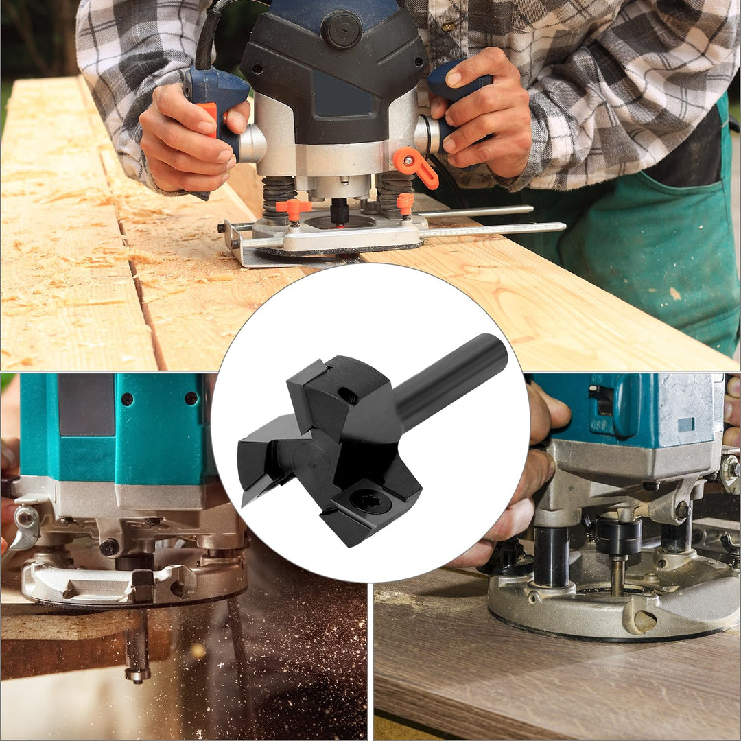 QWORK® Planfräser 8mm Schaft, 35mm Durchmesser Planfräser, Fräser für Oberfräse, Planfräser für Holz