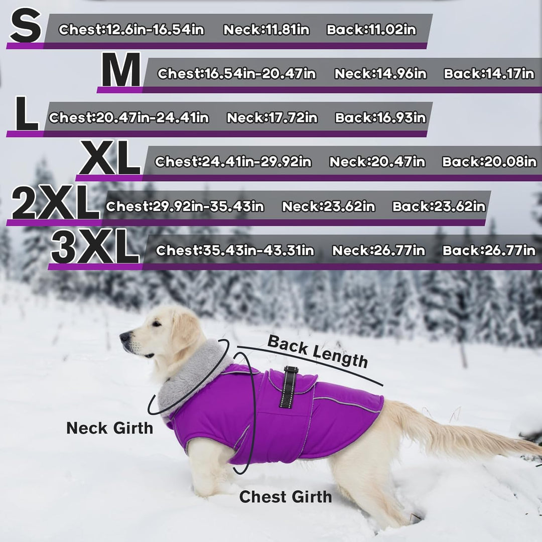 Lelepet Winter Hundemantel, Wasserdichter Wintermantel für Kleine Hunde, Warme Hundejacke mit Fleece
