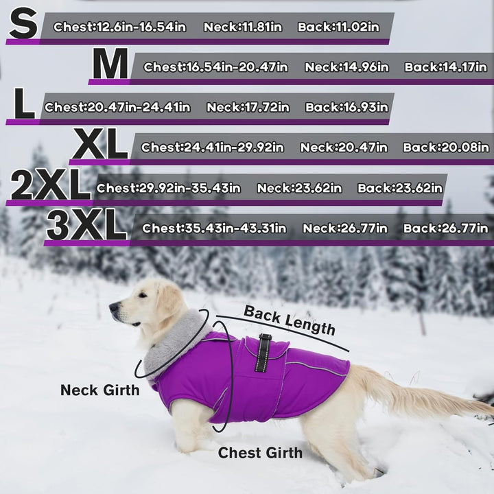 Lelepet Winter Hundemantel, Wasserdichter Wintermantel für Kleine Hunde, Warme Hundejacke mit Fleece