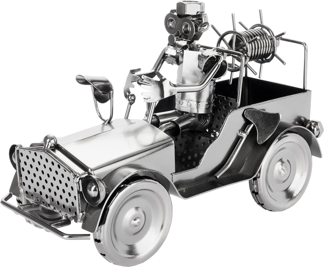 BRUBAKER Schraubenmännchen Feuerwehrauto - Feuerwehr Eisenfigur Metallmännchen - Oldtimer Löschfahrz