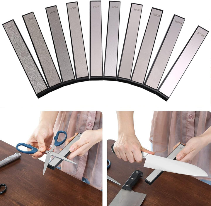 Liseng 10 Stück -Messerschleifstein-Set, Wetzstein-Messerschärfer für professionelles Küchen-Schärfs