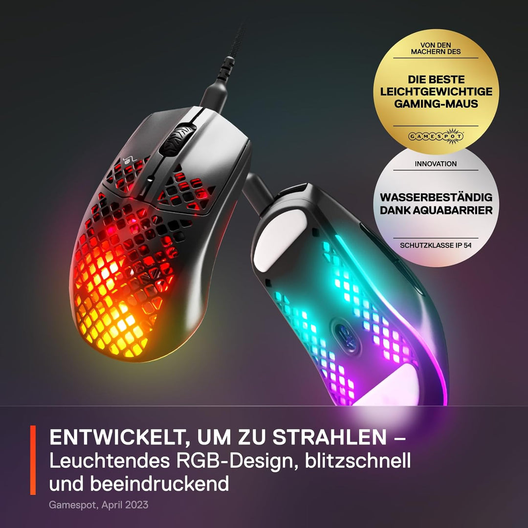 SteelSeries Aerox 3 - Superleichte Gaming-Maus - Optischer TrueMove Core Sensor mit 8.500 CPI - Ultr