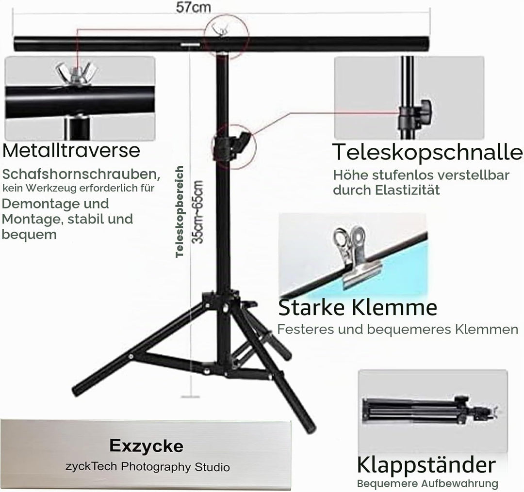 Fotohintergrundpapier mit Ständer, 86,4 x 58,4 cm, doppelseitig, für Foto-Tischplatten, Requisiten f