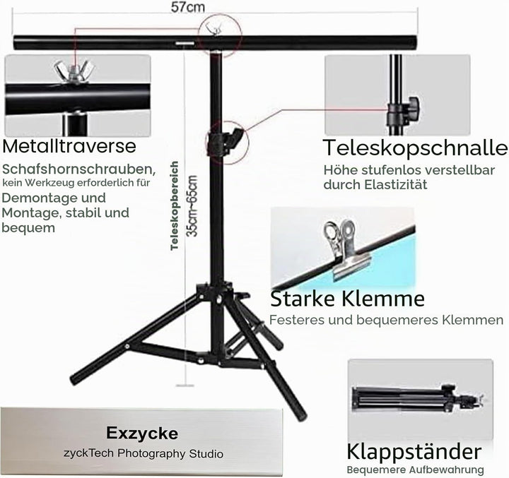 Fotohintergrundpapier mit Ständer, 86,4 x 58,4 cm, doppelseitig, für Foto-Tischplatten, Requisiten f
