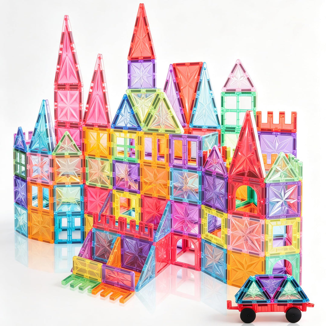 Magnetische Fliesen, STEM-Bauspielzeug mit 100 Teilen, sensorische magnetische Bausteine für Kleinki