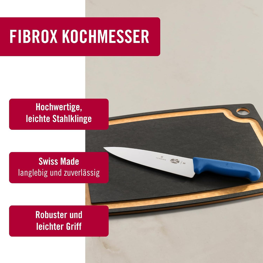 Victorinox Fibrox Kochmesser, Breites Universalmesser für Fleisch, Fisch, Gemüse und Kräuter, 20 cm,