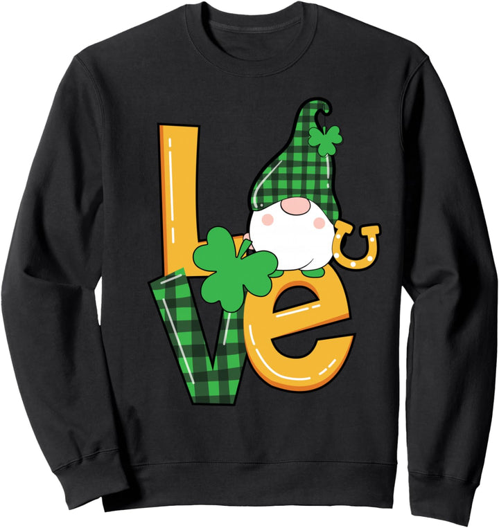 St. Patricks Day das Wort LIEBE Gnome Kleeblatt irische nied Sweatshirt