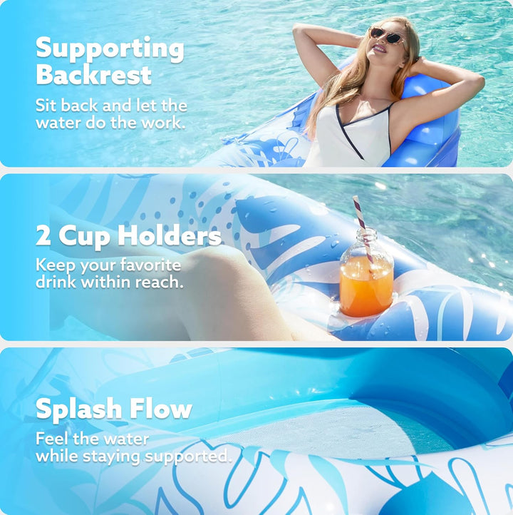 SLOOSH Pool Luftmatratze für Erwachsene, Aufblasbare Pool-Flösse, Schwimmflösse mit Sonnendach, Schw