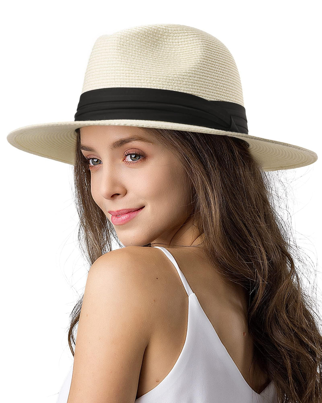 FURTALK Unisex Panamahut Breite Krempe Sonnenhut für Herren und Damen Strandhut UV-Schutz Sommerhut