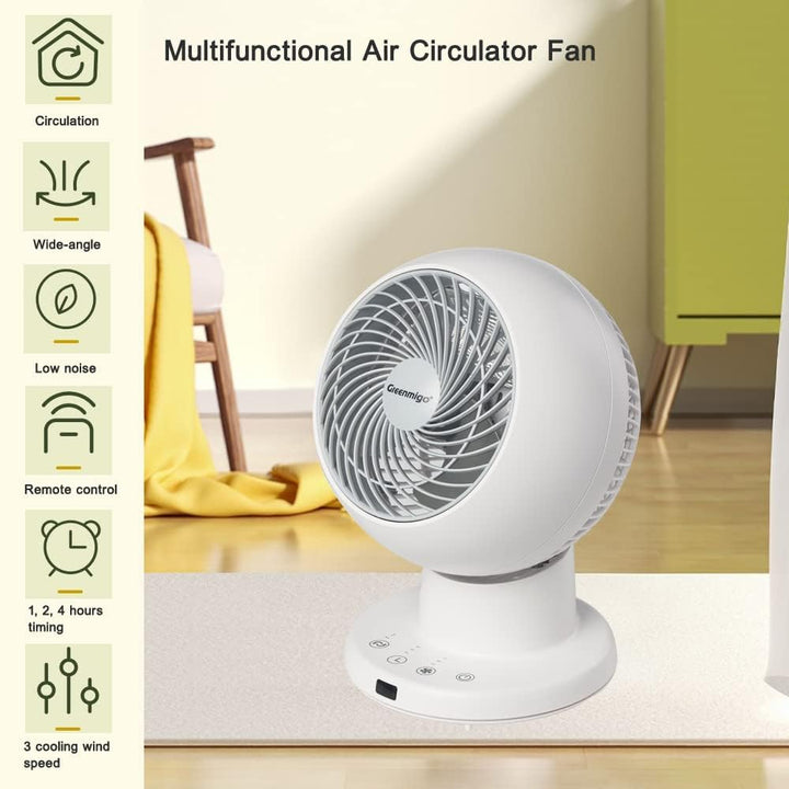 Leiser 3D-Oszillationstischventilator mit Fernbedienung, Timer, schwenkbar, 3 Geschwindigkeitsstufen