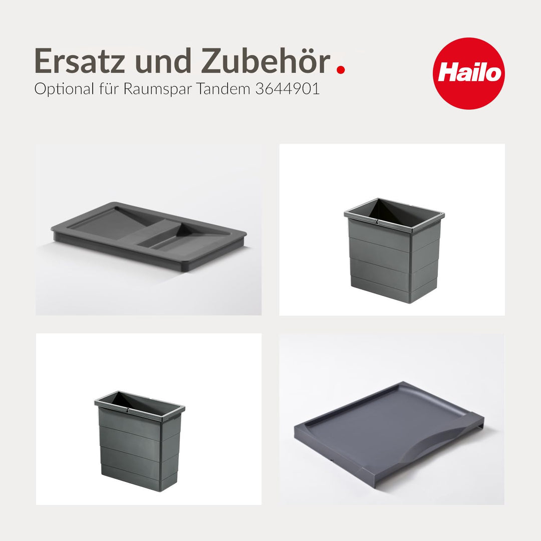 Hailo Abfallsammler 3644901 | 2fach Raumspar Tandem | 18 + 12L Inneneimer | ab 50 cm breiten Untersc