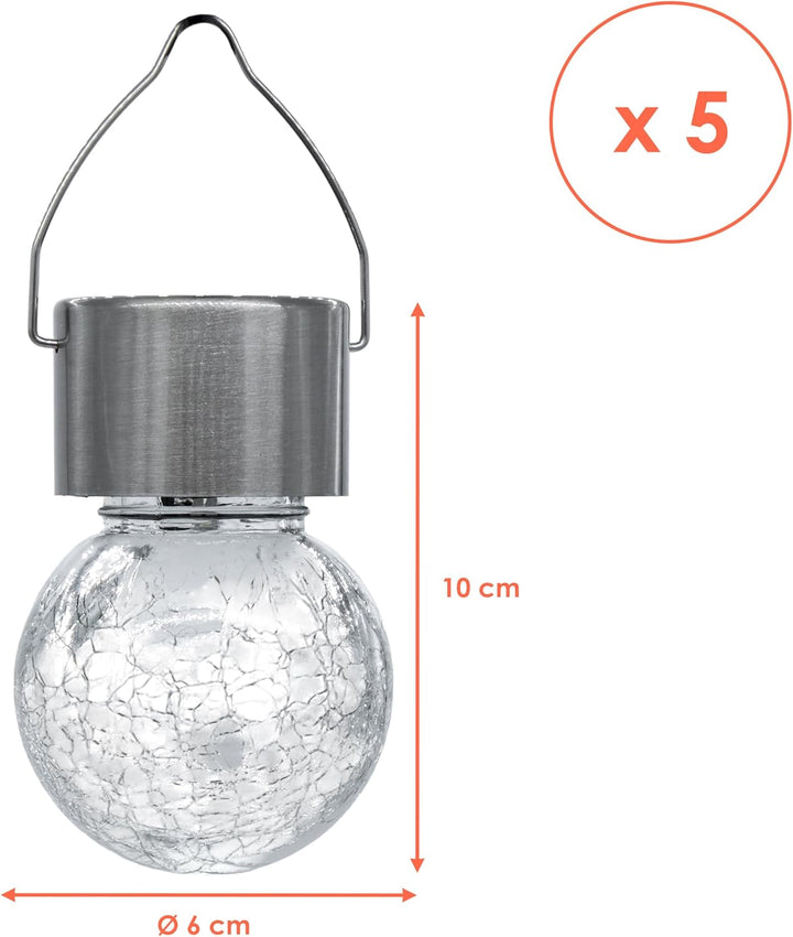 Spetebo 5x LED Solar Hängeleuchte - Garten Deko Solarleuchte Gartenleuchte Hängelampe