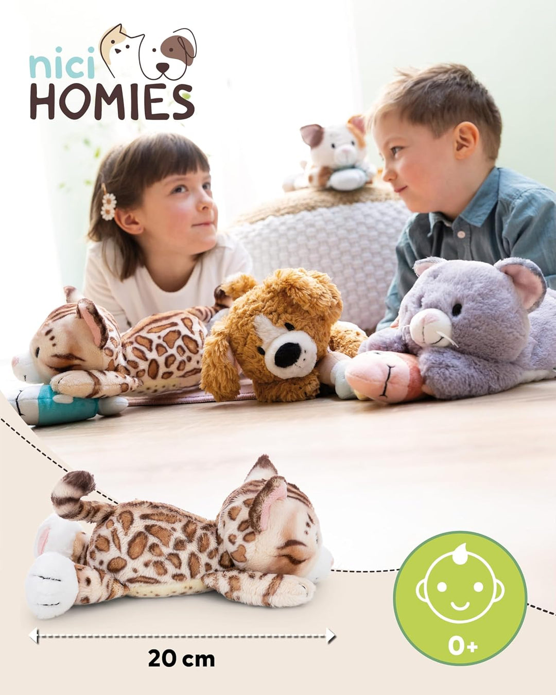 NICI Kuscheltier Katze Bengal 20cm - braun - Weiches Plüschtier – niedliches Stofftier zum Kuscheln