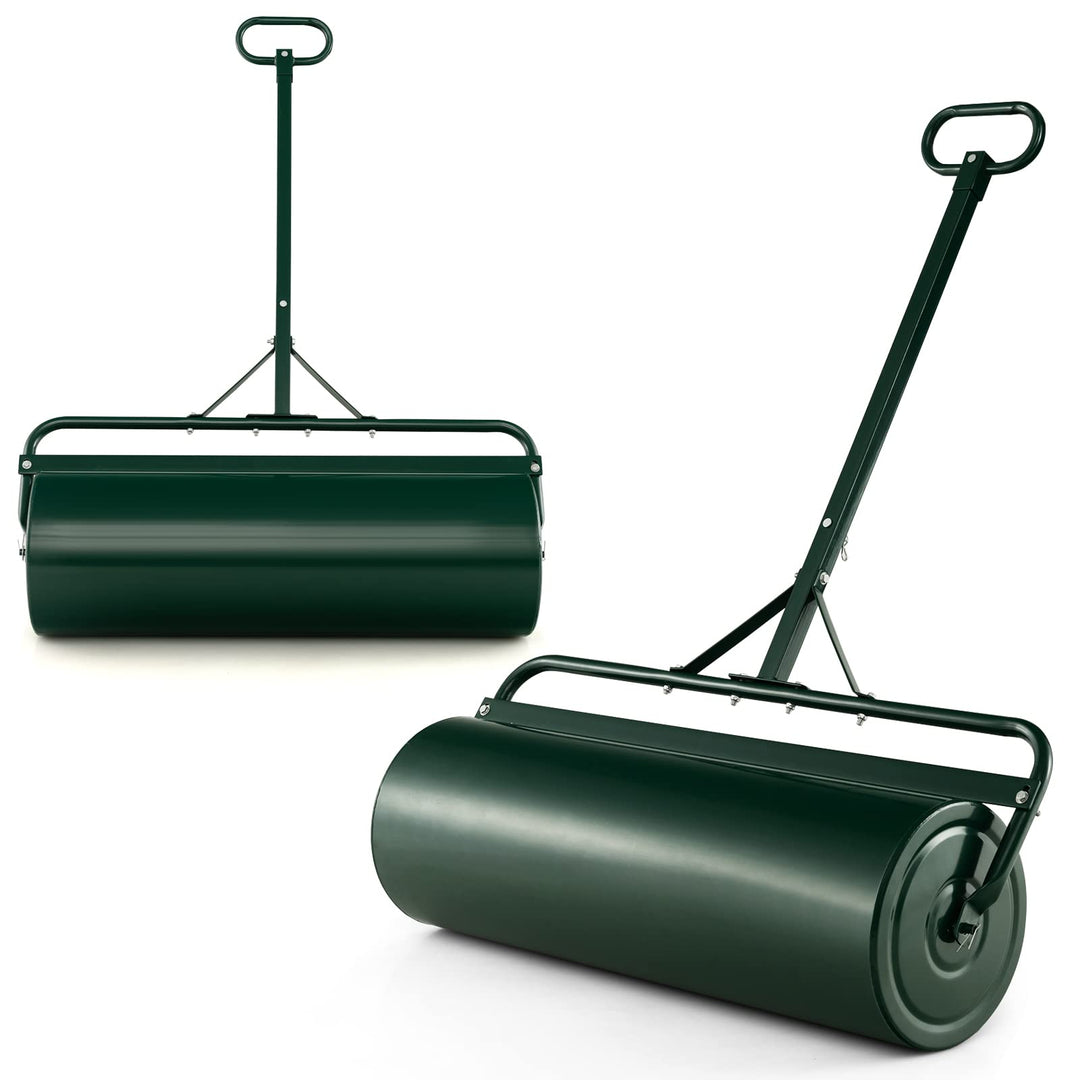 COSTWAY Rasenwalze befüllbar Wasser oder Sand, 63 L, Ø 30 cm x 99 cm, Bodenwalze mit Griff, Gartenwa