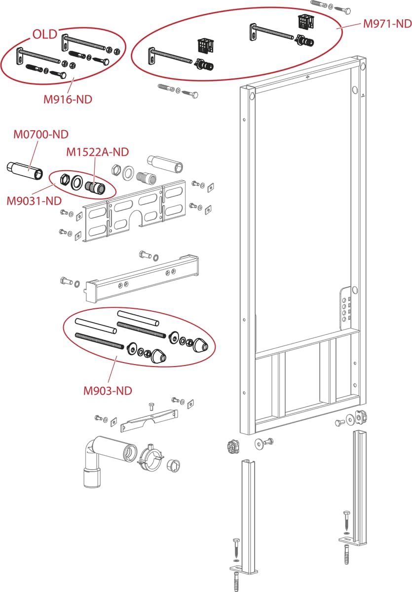 AlcaPlast Montagerahmen | Vorwand Element für Bidet Höhe 112 cm